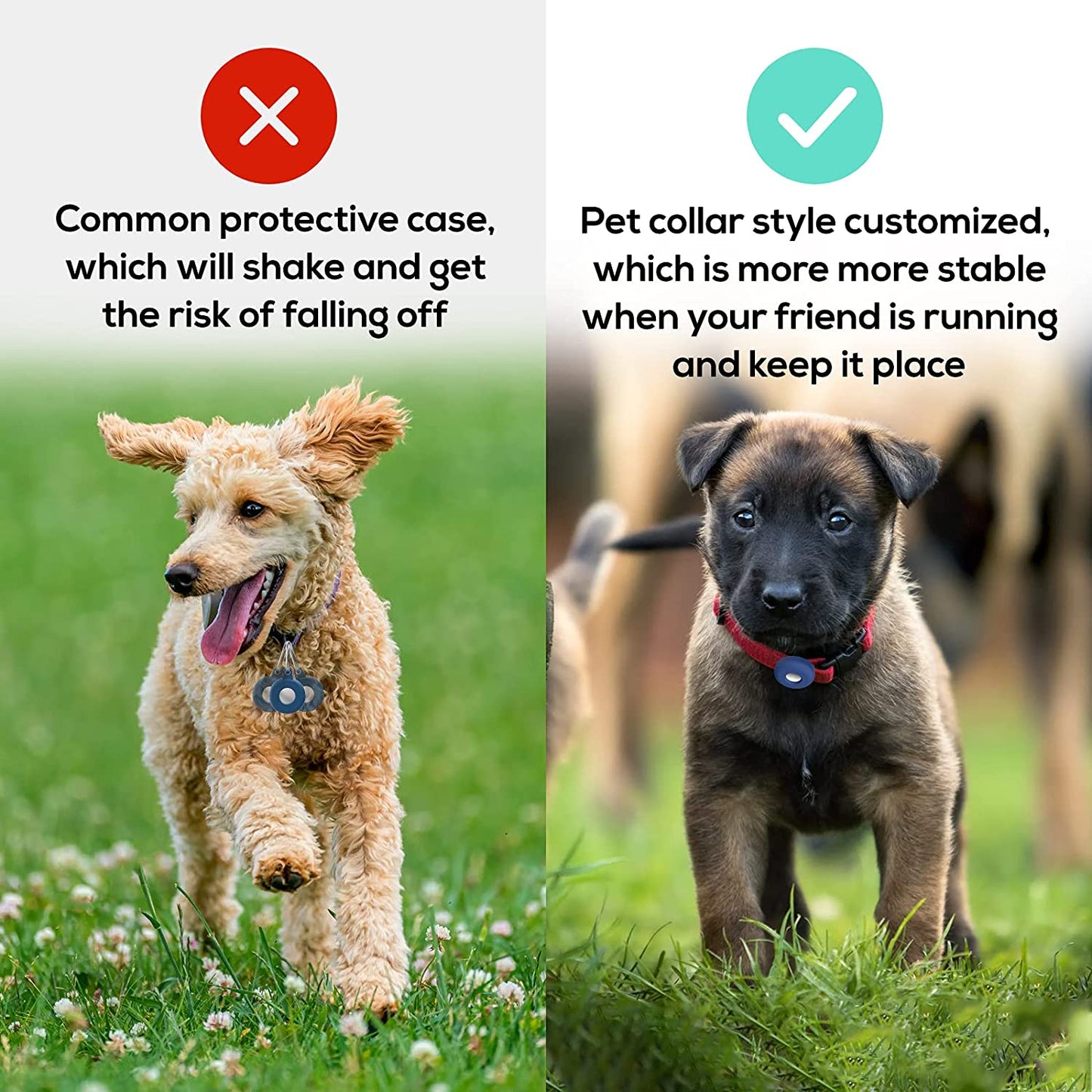 Dog Collar Holder for Airtag, 2 Pack Silicone Pet Collar Case for Apple Airtags, Anti-Lost Waterproof Airtag Dog Collar Holder GPS Tracker Compatible with Cat Dog Collars Charms Air Tag Mount Harness
