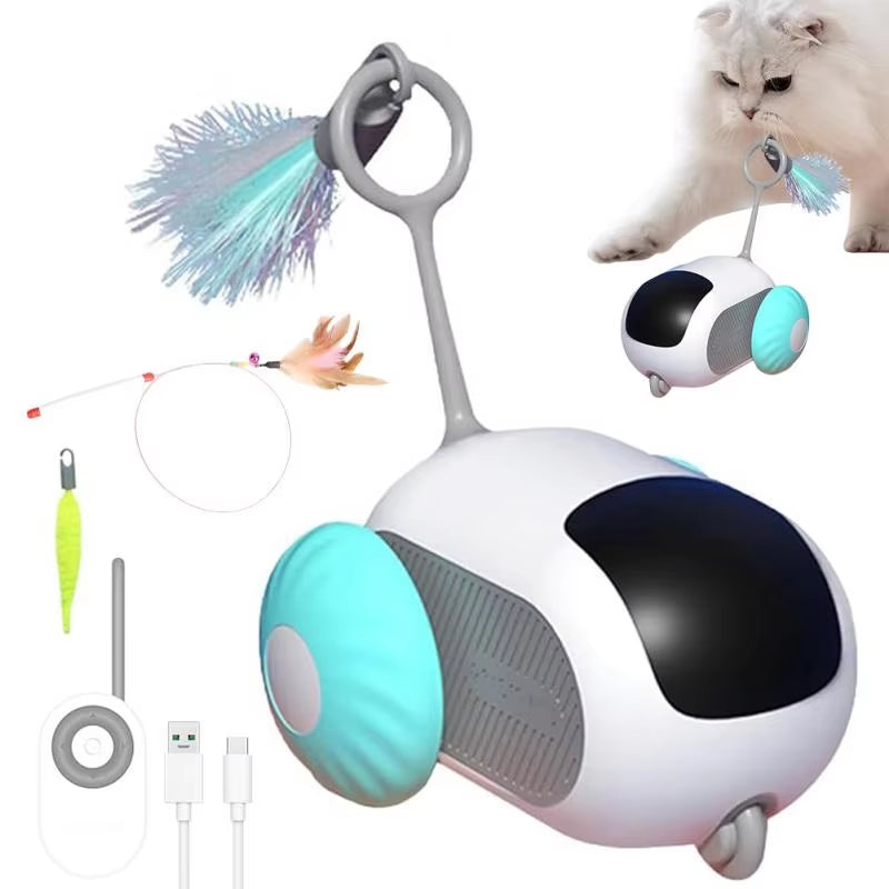 Intelligent Remote Control Pet Toy Car,Electric Cat Stick with Little Mouse Play,Interactive Cat Products,Usb Charging,Autopilot